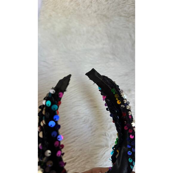Headband metallic Velvet & Sequin Plush Headband. Rainbow Sequin Twist - Picture 10 of 11